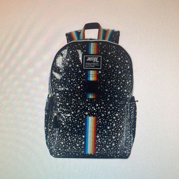 Justice Girls Backpack, Lunch Tote and Pencil Case, 3-Piece Set Black Star Print - Picture 4 of 6